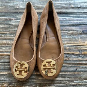 TORY BURCH Ballet Flat, Leather, Tan & Gold size 9 m
